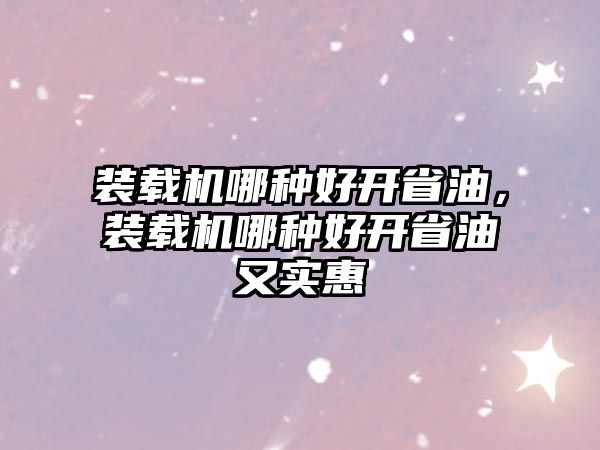 裝載機哪種好開省油，裝載機哪種好開省油又實惠