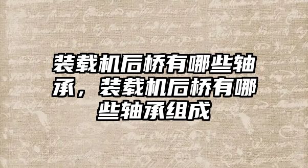 裝載機后橋有哪些軸承，裝載機后橋有哪些軸承組成