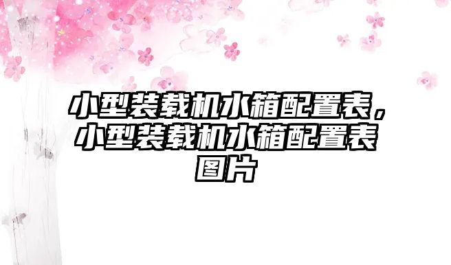 小型裝載機水箱配置表，小型裝載機水箱配置表圖片