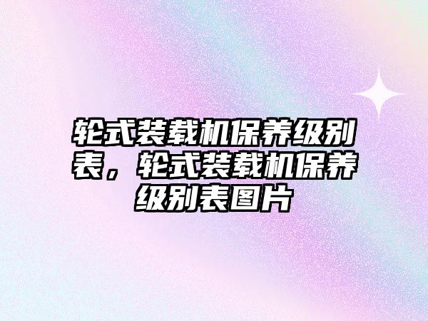 輪式裝載機保養(yǎng)級別表，輪式裝載機保養(yǎng)級別表圖片