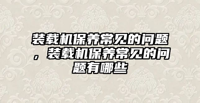 裝載機(jī)保養(yǎng)常見的問題，裝載機(jī)保養(yǎng)常見的問題有哪些