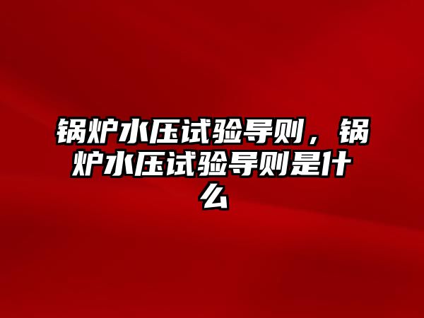 鍋爐水壓試驗(yàn)導(dǎo)則，鍋爐水壓試驗(yàn)導(dǎo)則是什么