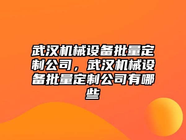 武漢機械設(shè)備批量定制公司，武漢機械設(shè)備批量定制公司有哪些