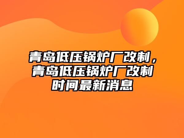 青島低壓鍋爐廠改制，青島低壓鍋爐廠改制時間最新消息