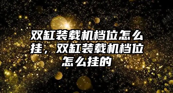 雙缸裝載機檔位怎么掛，雙缸裝載機檔位怎么掛的