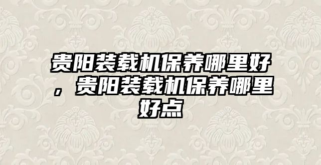 貴陽裝載機(jī)保養(yǎng)哪里好，貴陽裝載機(jī)保養(yǎng)哪里好點(diǎn)