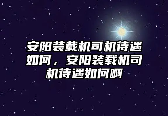 安陽(yáng)裝載機(jī)司機(jī)待遇如何，安陽(yáng)裝載機(jī)司機(jī)待遇如何啊