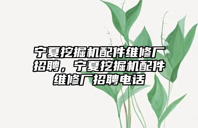 寧夏挖掘機(jī)配件維修廠招聘，寧夏挖掘機(jī)配件維修廠招聘電話