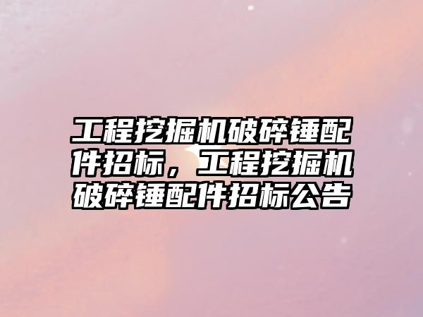 工程挖掘機破碎錘配件招標，工程挖掘機破碎錘配件招標公告