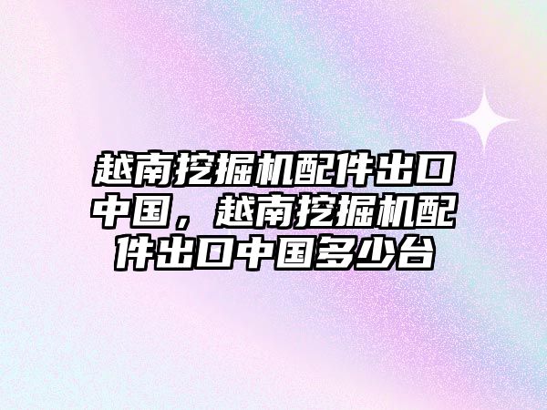 越南挖掘機配件出口中國，越南挖掘機配件出口中國多少臺