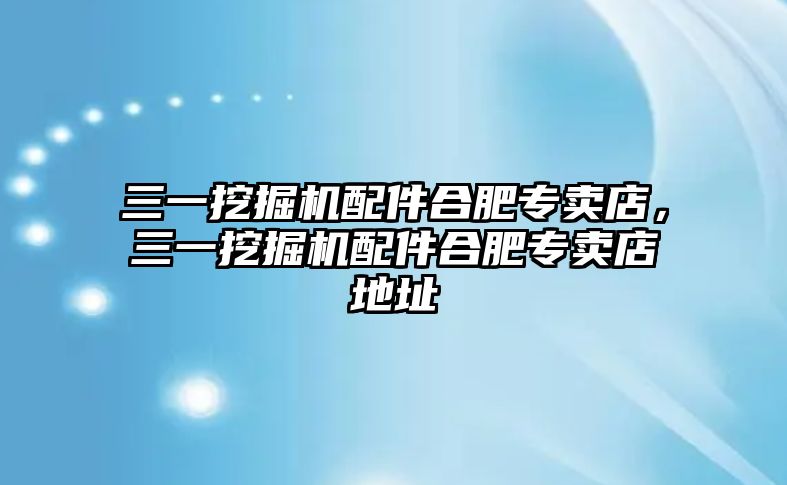 三一挖掘機(jī)配件合肥專賣店，三一挖掘機(jī)配件合肥專賣店地址