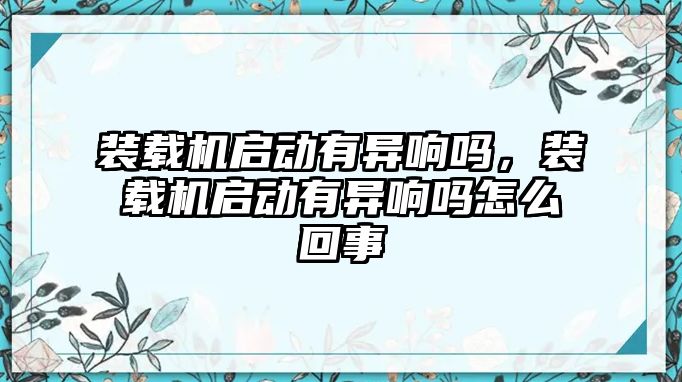 裝載機啟動有異響嗎，裝載機啟動有異響嗎怎么回事