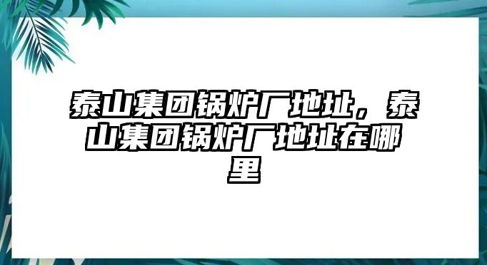 泰山集團(tuán)鍋爐廠地址，泰山集團(tuán)鍋爐廠地址在哪里