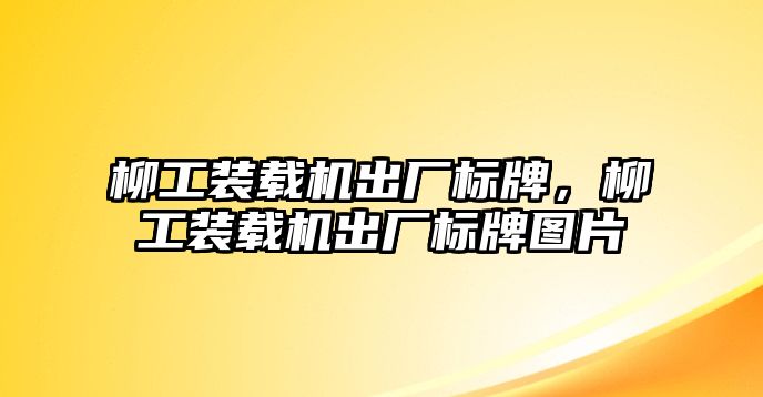 柳工裝載機(jī)出廠標(biāo)牌，柳工裝載機(jī)出廠標(biāo)牌圖片