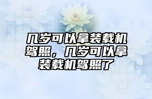 幾歲可以拿裝載機(jī)駕照，幾歲可以拿裝載機(jī)駕照了