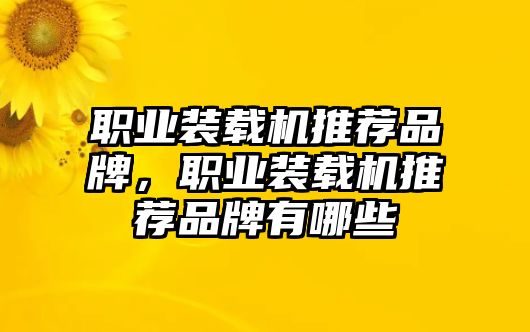 職業(yè)裝載機(jī)推薦品牌，職業(yè)裝載機(jī)推薦品牌有哪些