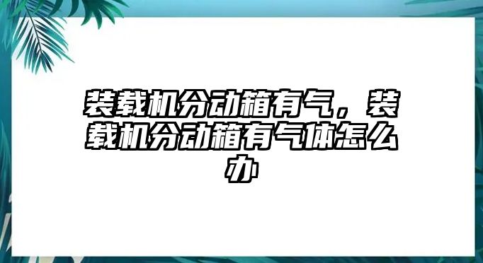 裝載機分動箱有氣，裝載機分動箱有氣體怎么辦