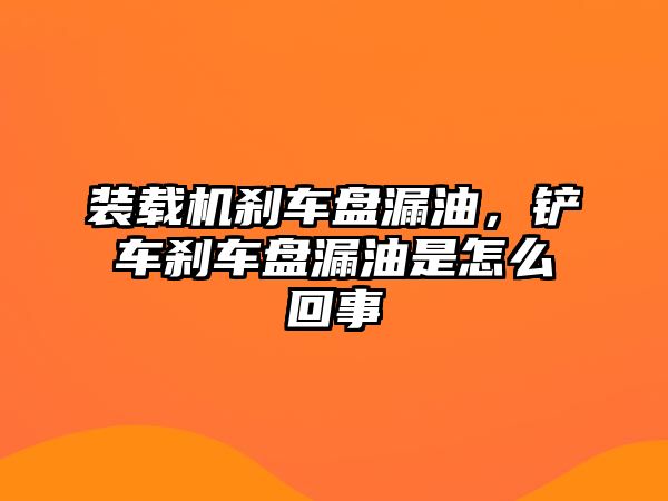 裝載機(jī)剎車盤漏油，鏟車剎車盤漏油是怎么回事