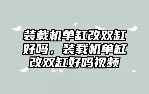 裝載機(jī)單缸改雙缸好嗎，裝載機(jī)單缸改雙缸好嗎視頻