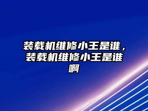 裝載機維修小王是誰，裝載機維修小王是誰啊