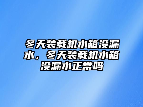 冬天裝載機水箱沒漏水，冬天裝載機水箱沒漏水正常嗎