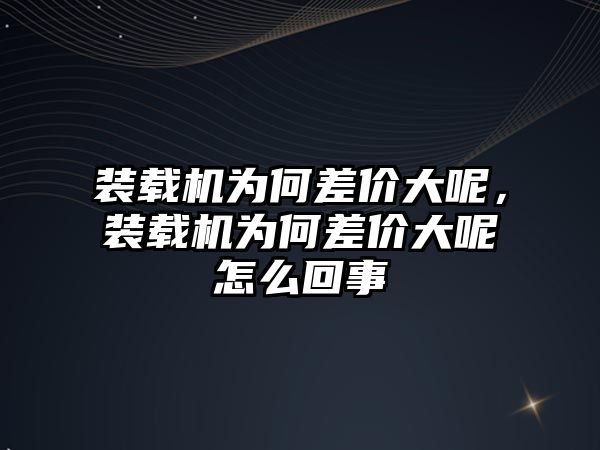 裝載機為何差價大呢，裝載機為何差價大呢怎么回事