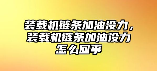 裝載機鏈條加油沒力，裝載機鏈條加油沒力怎么回事