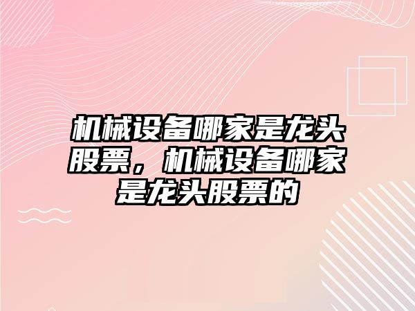 機械設備哪家是龍頭股票，機械設備哪家是龍頭股票的