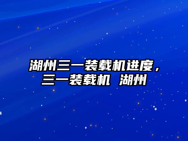 湖州三一裝載機(jī)進(jìn)度，三一裝載機(jī) 湖州