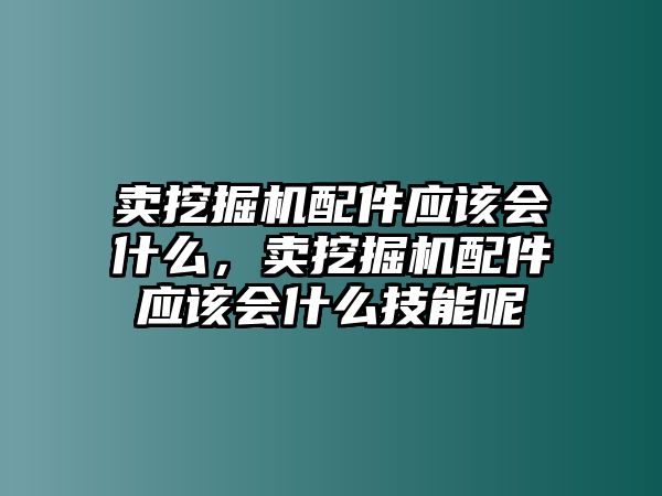 賣挖掘機(jī)配件應(yīng)該會(huì)什么，賣挖掘機(jī)配件應(yīng)該會(huì)什么技能呢