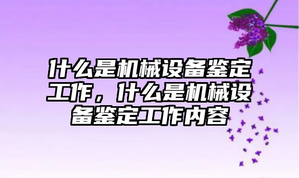 什么是機械設(shè)備鑒定工作，什么是機械設(shè)備鑒定工作內(nèi)容