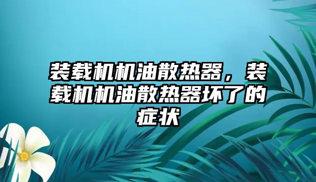 裝載機機油散熱器，裝載機機油散熱器壞了的癥狀