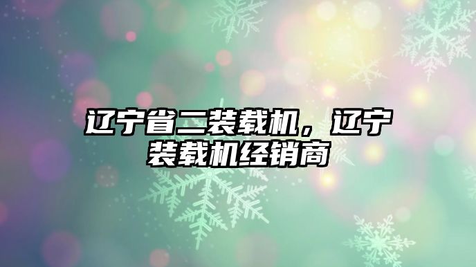 遼寧省二裝載機，遼寧裝載機經(jīng)銷商