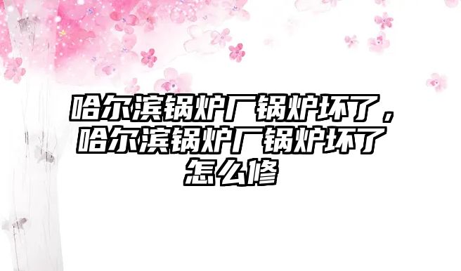 哈爾濱鍋爐廠鍋爐壞了，哈爾濱鍋爐廠鍋爐壞了怎么修