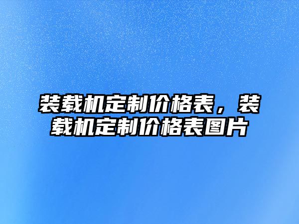 裝載機定制價格表，裝載機定制價格表圖片