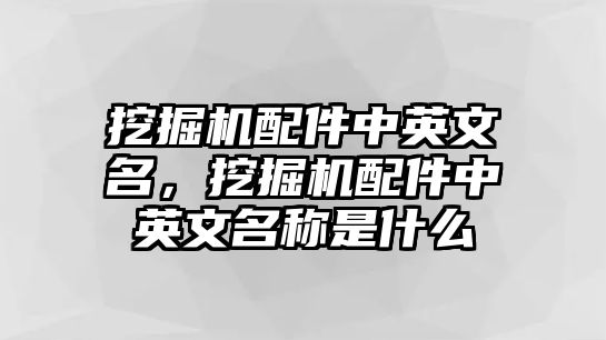 挖掘機配件中英文名，挖掘機配件中英文名稱是什么