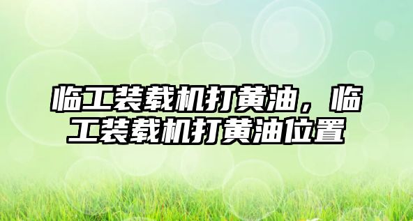 臨工裝載機打黃油，臨工裝載機打黃油位置