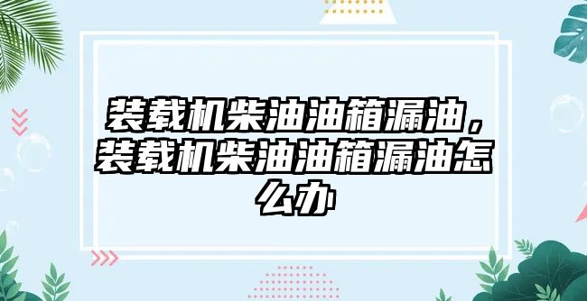 裝載機(jī)柴油油箱漏油，裝載機(jī)柴油油箱漏油怎么辦