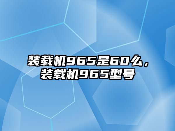 裝載機965是60么，裝載機965型號