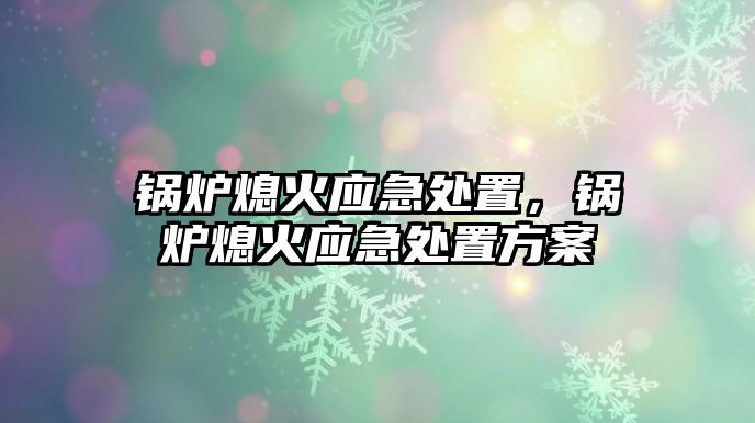 鍋爐熄火應急處置，鍋爐熄火應急處置方案