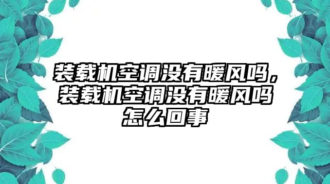 裝載機(jī)空調(diào)沒有暖風(fēng)嗎，裝載機(jī)空調(diào)沒有暖風(fēng)嗎怎么回事