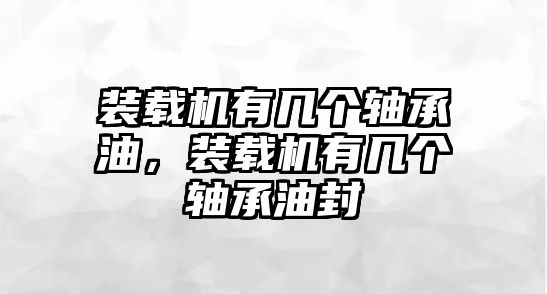 裝載機有幾個軸承油，裝載機有幾個軸承油封