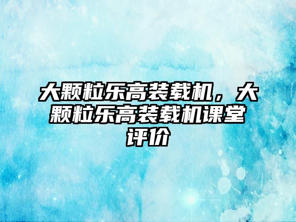 大顆粒樂高裝載機，大顆粒樂高裝載機課堂評價