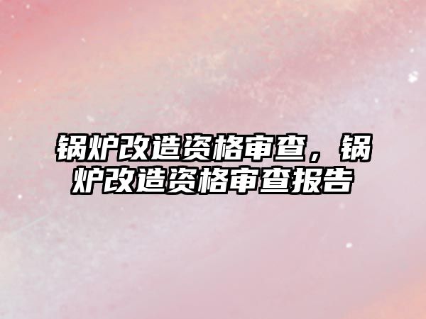 鍋爐改造資格審查，鍋爐改造資格審查報告