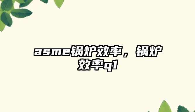 asme鍋爐效率，鍋爐效率q1