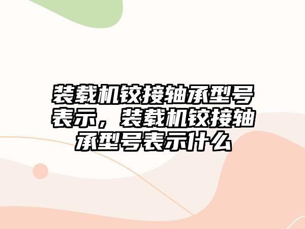 裝載機鉸接軸承型號表示，裝載機鉸接軸承型號表示什么