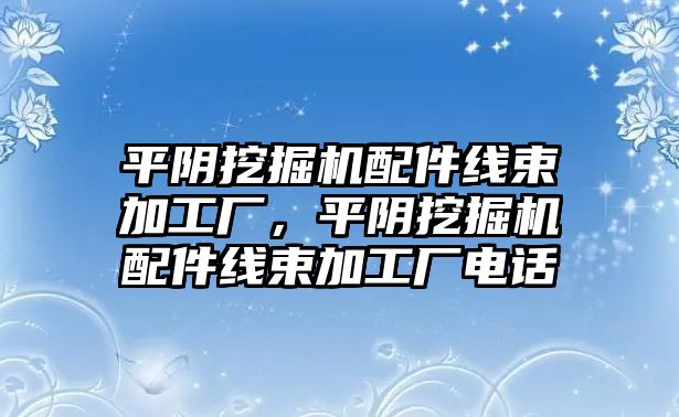 平陰挖掘機配件線束加工廠，平陰挖掘機配件線束加工廠電話