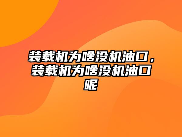 裝載機為啥沒機油口，裝載機為啥沒機油口呢