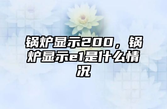 鍋爐顯示200，鍋爐顯示e1是什么情況