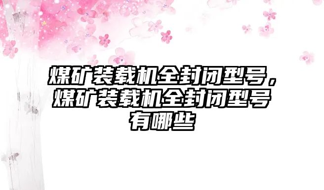 煤礦裝載機(jī)全封閉型號(hào)，煤礦裝載機(jī)全封閉型號(hào)有哪些